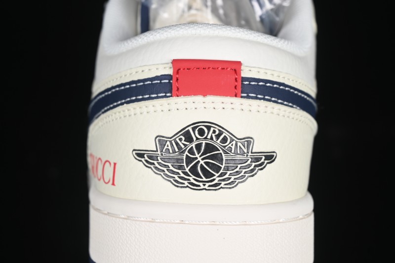 Nike Air Jordan 1 Low AJ1 Gucci Collaboration Beige Blue Swoosh Retro Basketball Shoes - FC1688-198