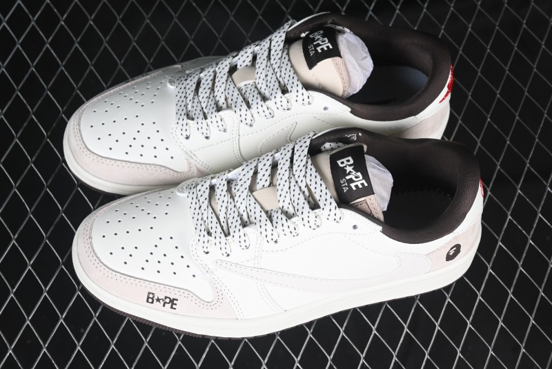 Nike Travis Scott x Fragment Design x Air Jordan 1 Low OG SP AJ1 Bape Collaboration Sneakers - AG3702-807