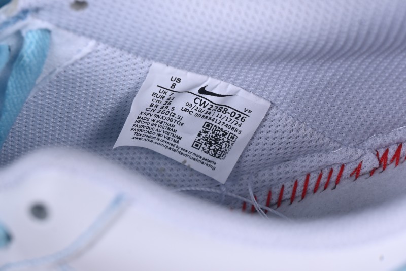 Nike Air Force 1 '07 Low Casual Sneakers with White & Blue Swoosh - CW2288-026