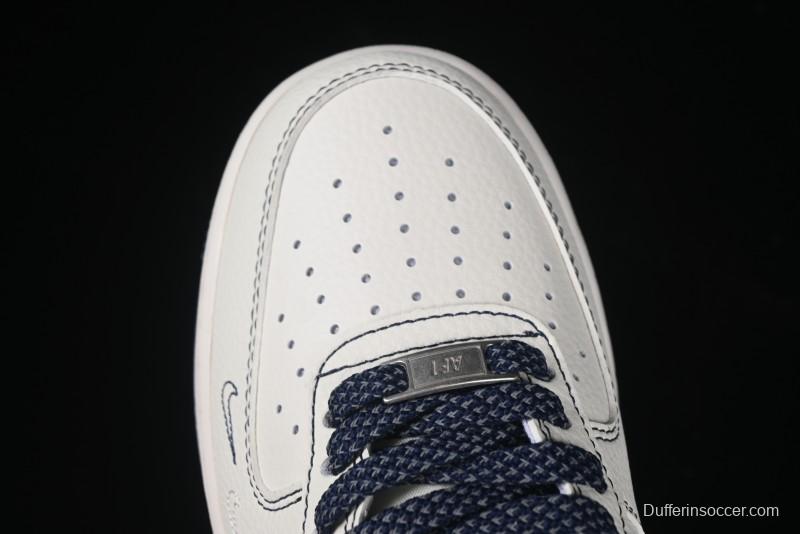 Nike Air Force 1 '07 Low Stussy Collaboration Grey Swoosh Casual Sneakers - HH7518-063