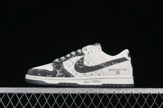Nike SB Dunk Low LV Collaboration Black Denim Anniversary High-End Custom Low-Top Casual Skate Shoes - CH8311-236