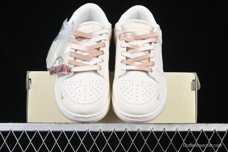 Nike SB Dunk Low Supreme Collaboration Two-Tone Khaki Anniversary High-End Custom Low-Top Casual Skate Shoes - BB8675-111