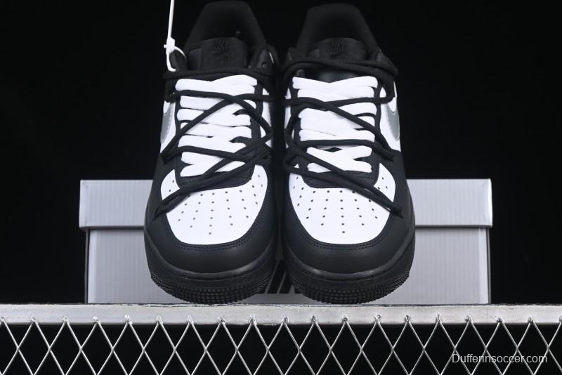 Nike Air Force 1'07 Low Silver Wing Panda Casual Sneakers with Strap - ZH0316-064