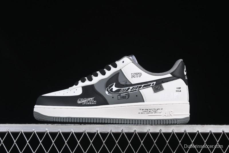 Nike Air Force 1 MVP "Rock Plan" Custom Edition - Black & White