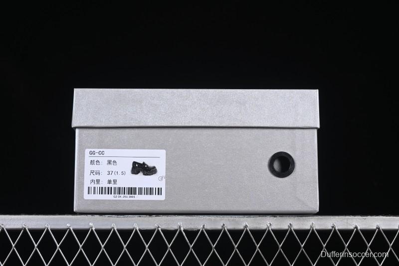 Black Patent Chunky Platform Loafers with Metal Embellishments