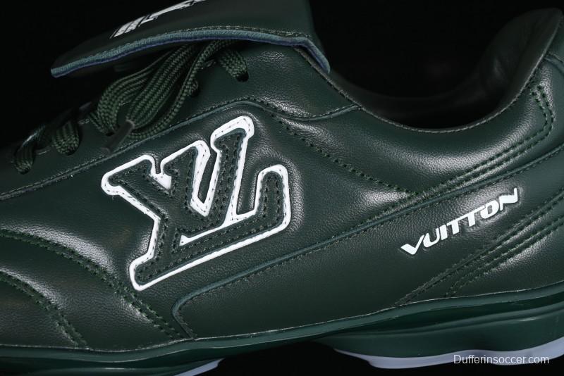 Louis Vuitton Footprint Soccer 2025 Spring Summer Collection Round Toe Lace-Up Low Top Lifestyle Casual Shoes - D.GREEN