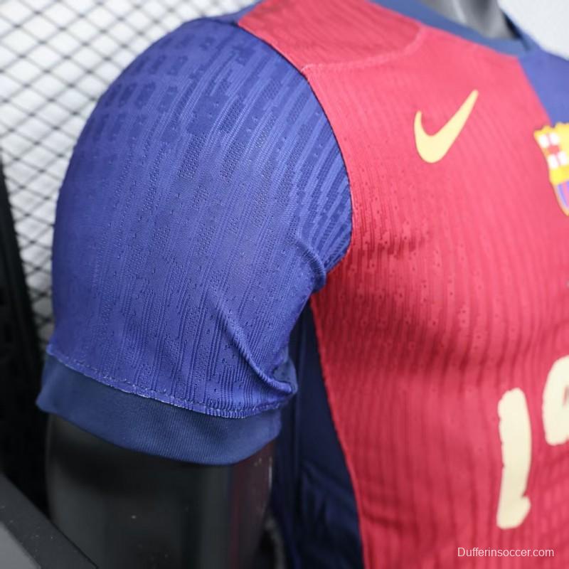Player Version 25/26 FC Barcelona Home  with Pink "T.S. 1989" Jersey