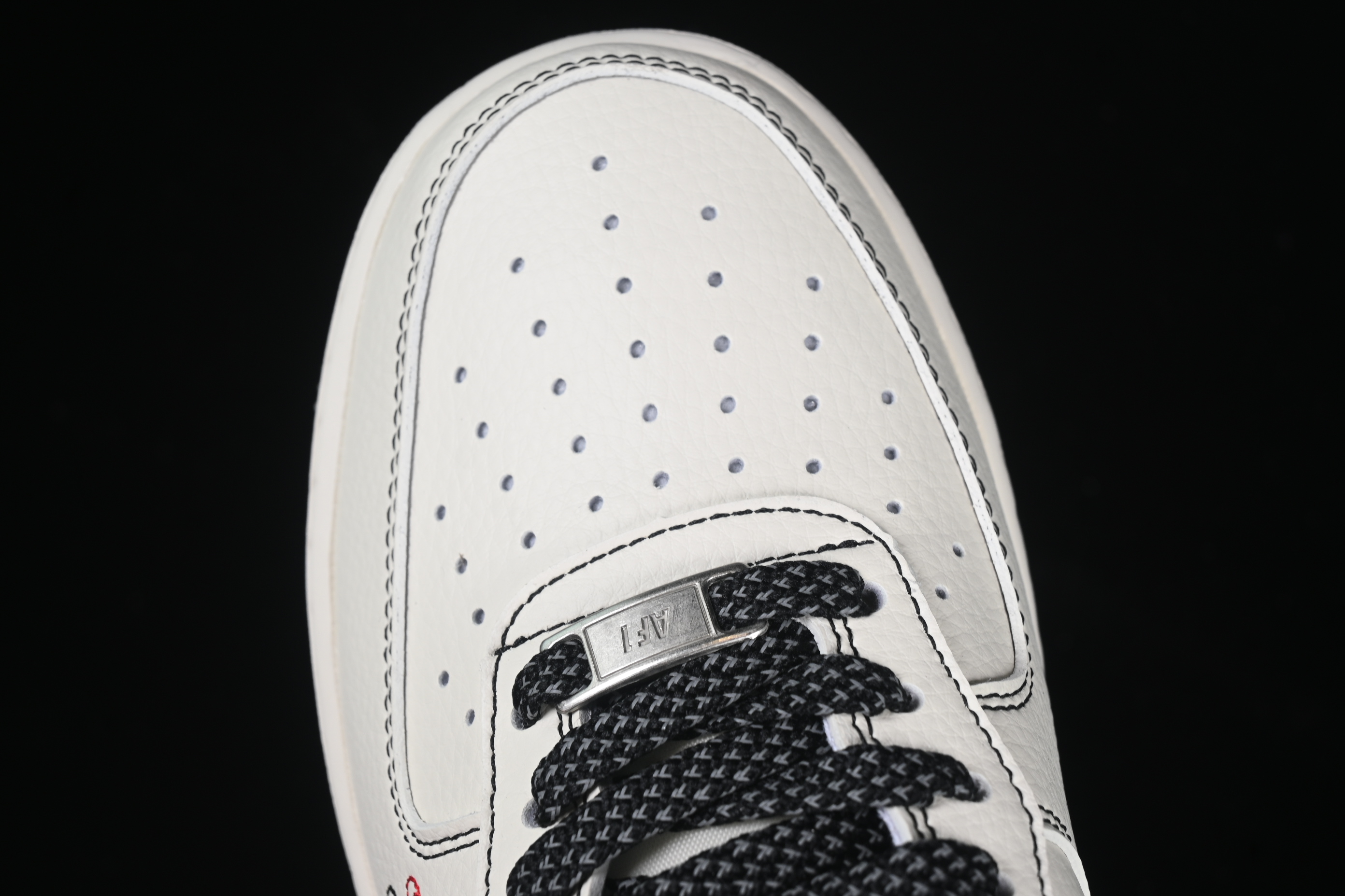 Nike Air Force 1 '07 Low Stussy Collaboration Black Dual-Tone Embroidery Casual Sneakers - HH7518-036