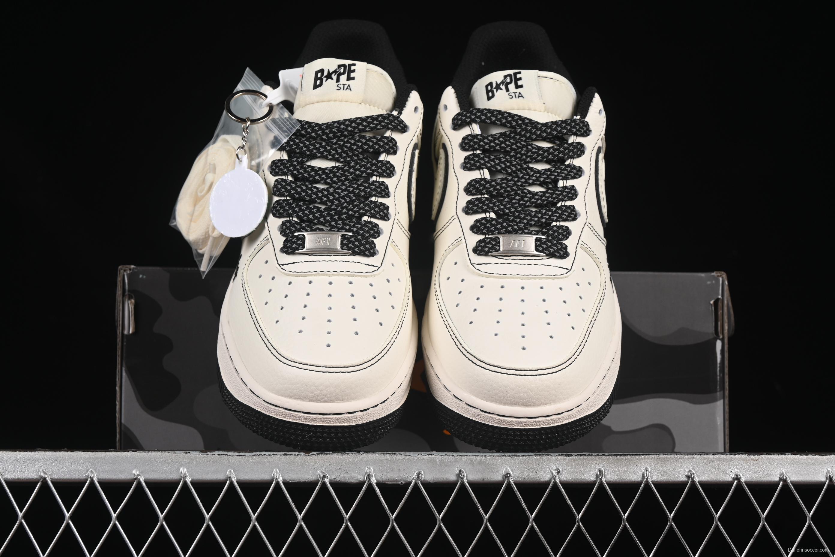 Nike Air Force 1 '07 Low Bape Collaboration Black Line Starry Sky Casual Sneakers - HH7518-067