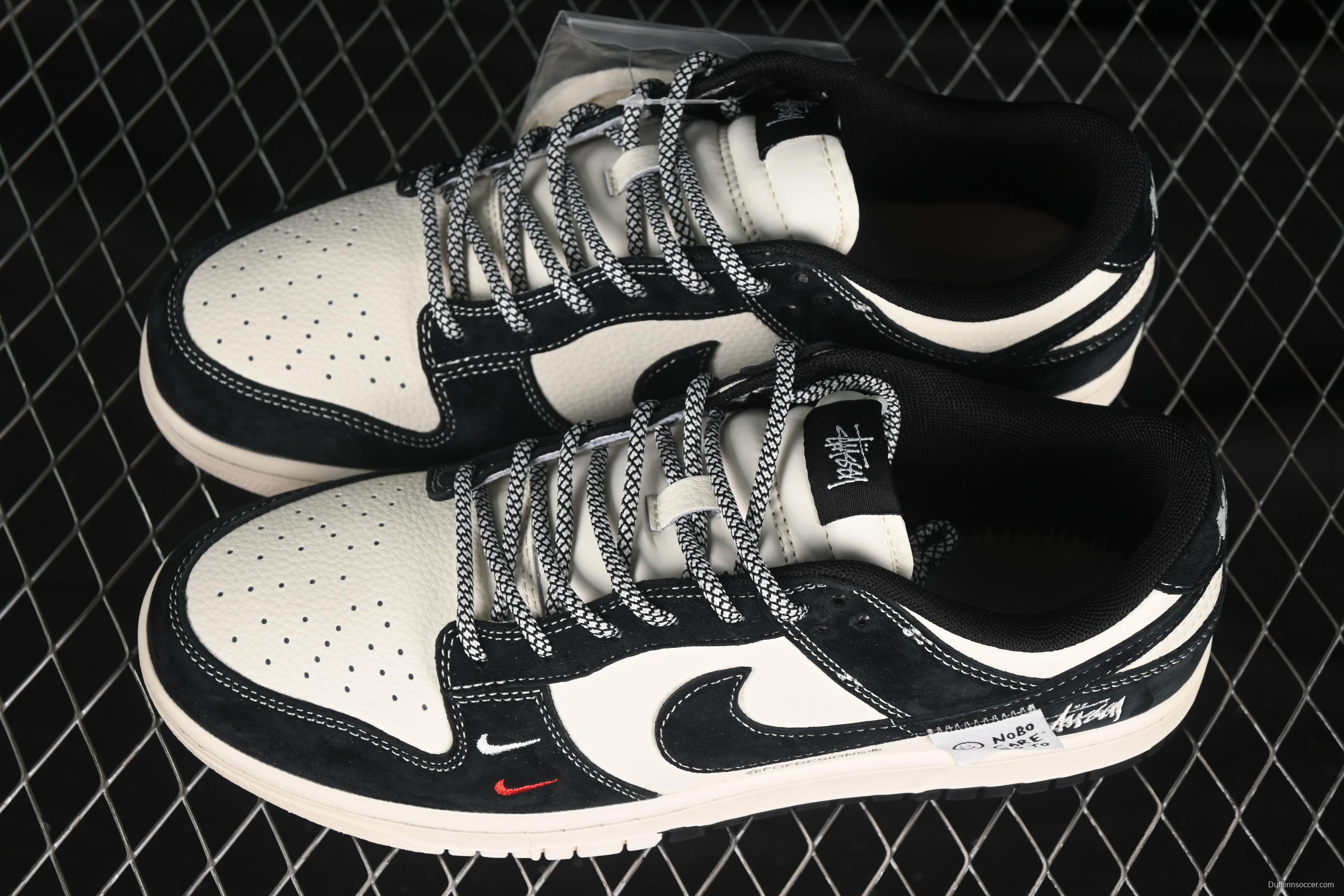 Nike SB Dunk Low Stussy Patch Black Swoosh Anniversary Custom Low-Top Casual Skate Shoes - YX5066-295