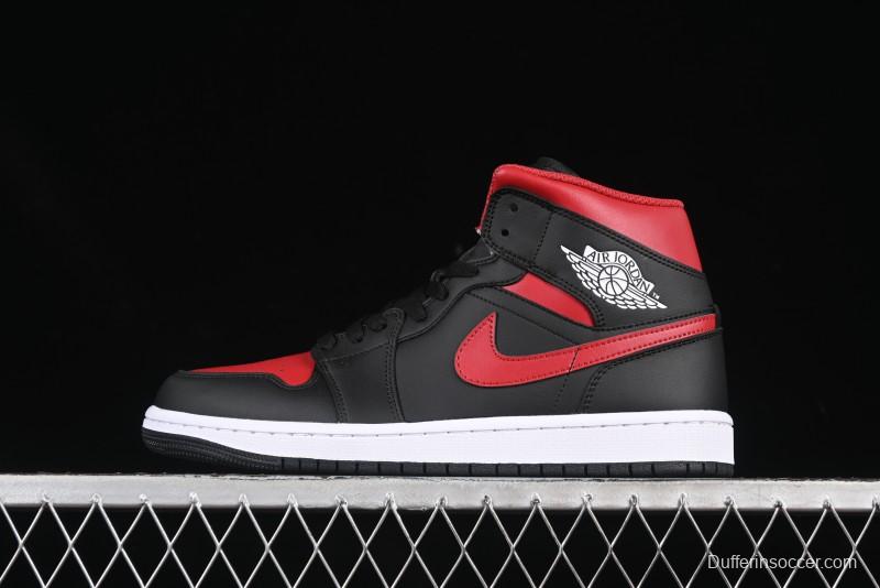Nike Air Jordan 1 Mid AJ1 Black Red Mid-Top Casual Sneakers - DQ8426-067
