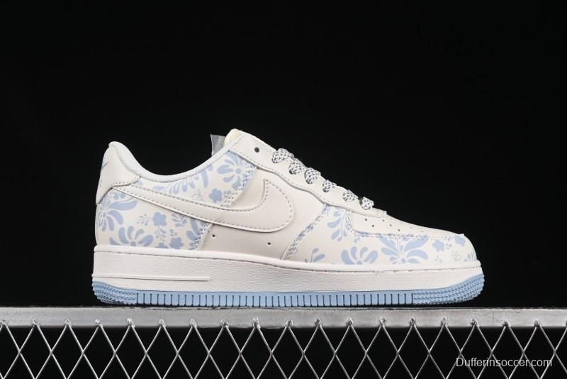 Nike Air Force 1'07 Low Supreme Co-branded Blue and White Casual Sneakers - XX3168-137