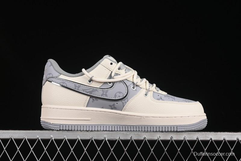 Nike Air Force 1'07 Low LV Collaboration Grey Print Drawstring Casual Sneakers - DM6868-062