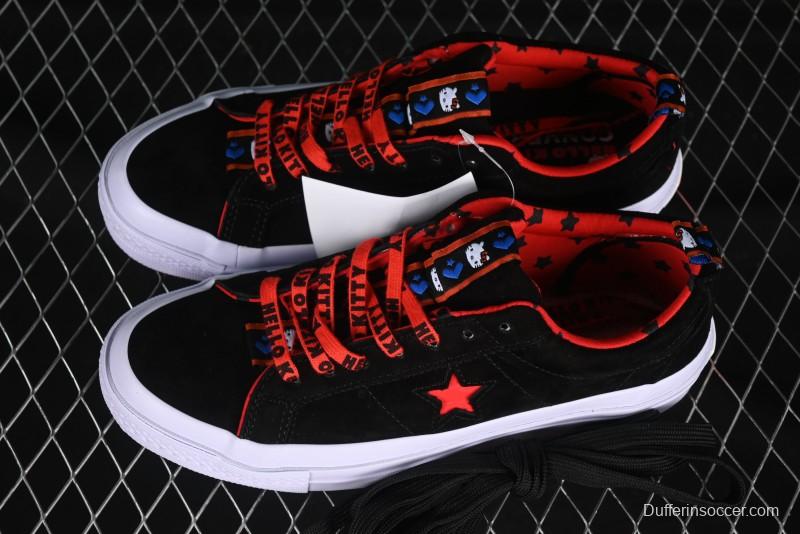 Converse One Star Low Top Casual Sneakers with Hello Kitty Collaboration - Pink Star and Embroidered Bow Design - 163904C