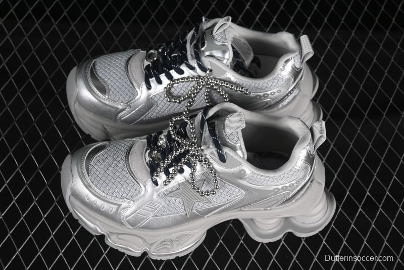 GG-CC Star Same Style Lace-up Hollow Out Dad Shoes with 5cm Height Increase - G25X269