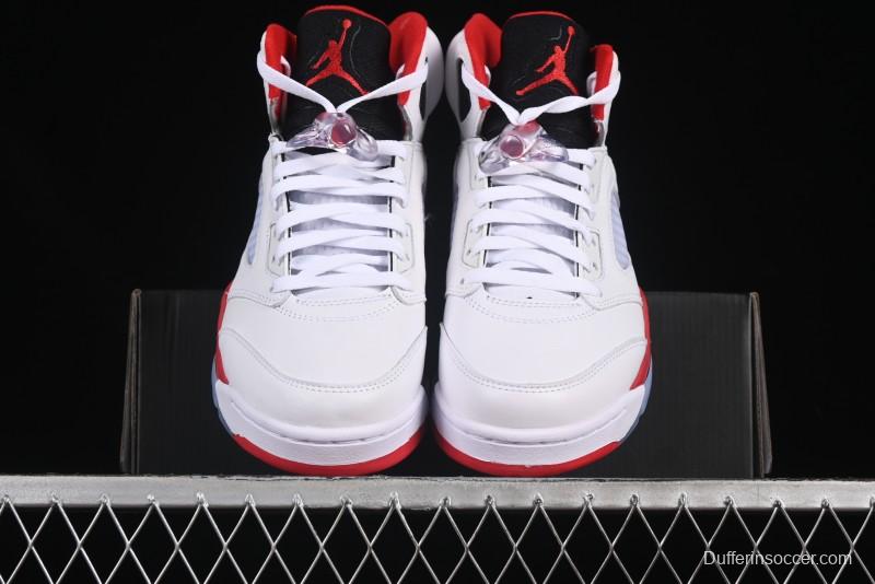 Nike Air Jordan 5 Retro Basketball Shoes Fire Red Black Tongue - HQ7978-101