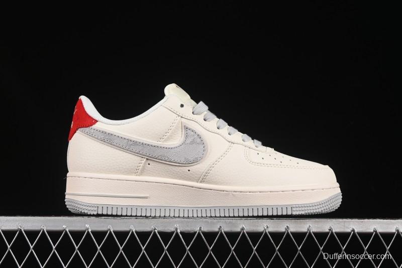 Nike Air Force 1 '07 Low LV Collaboration Grey Denim Swoosh Casual Sneakers - XX3168-135