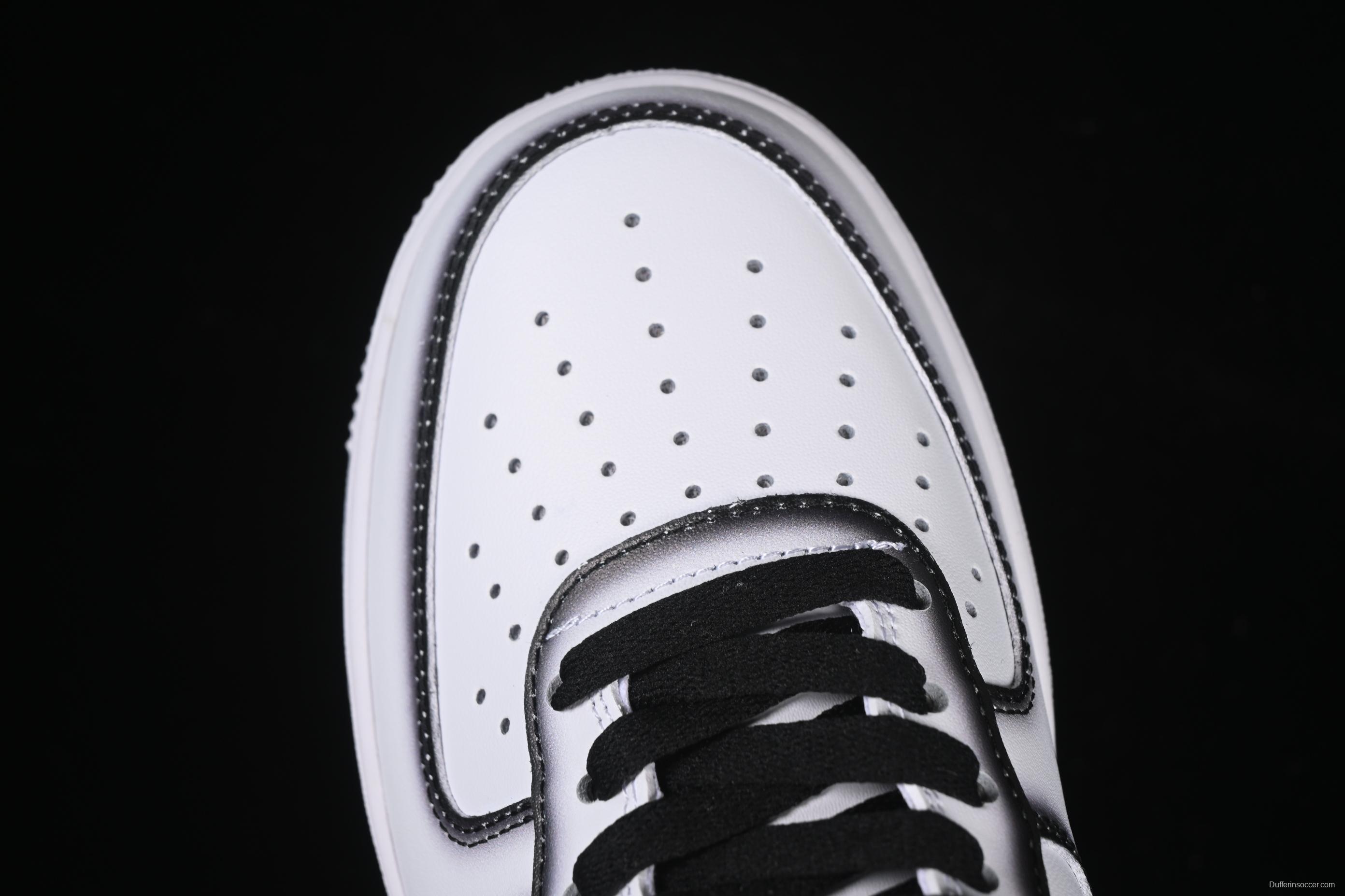 Nike Air Force 1'07 Low Casual Sneakers with Black Border, Green Swoosh & Gold Embroidery - ZH0316-075