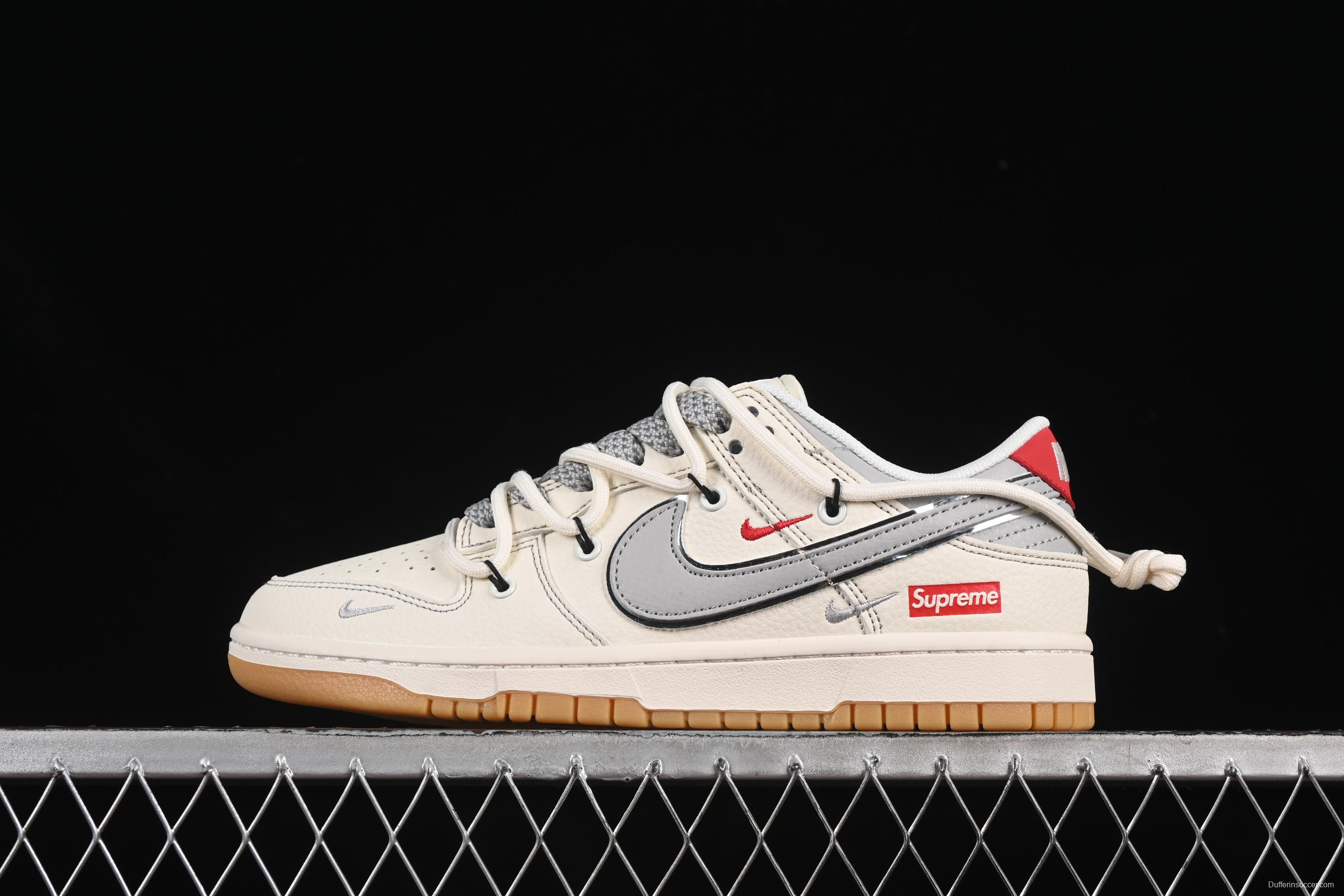 Nike SB Dunk Low Sup Series Strap White Grey Check Anniversary Custom Low-Top Casual Skate Shoes - FC1688-215