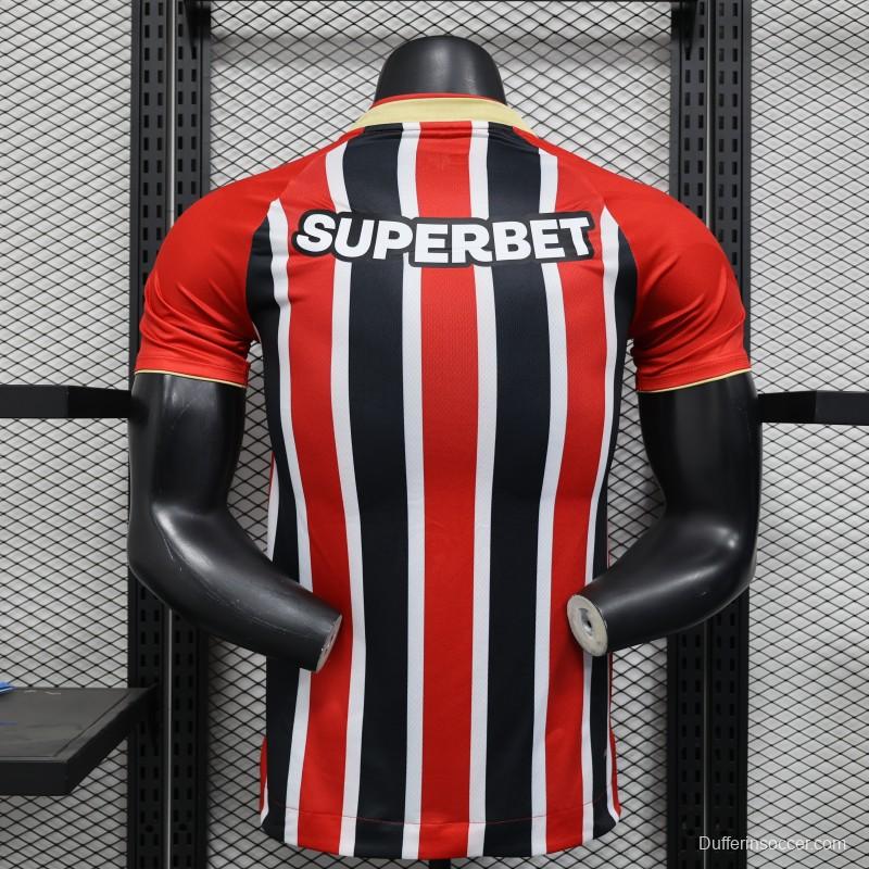 Player Version 25/26 Sao Paulo Home Jersey With Full Sponsors