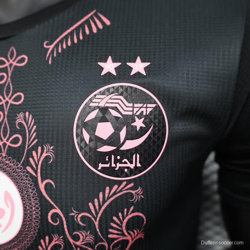 Player Version 2025 Algeria Black with Pink Ornamental Pattern Jersey