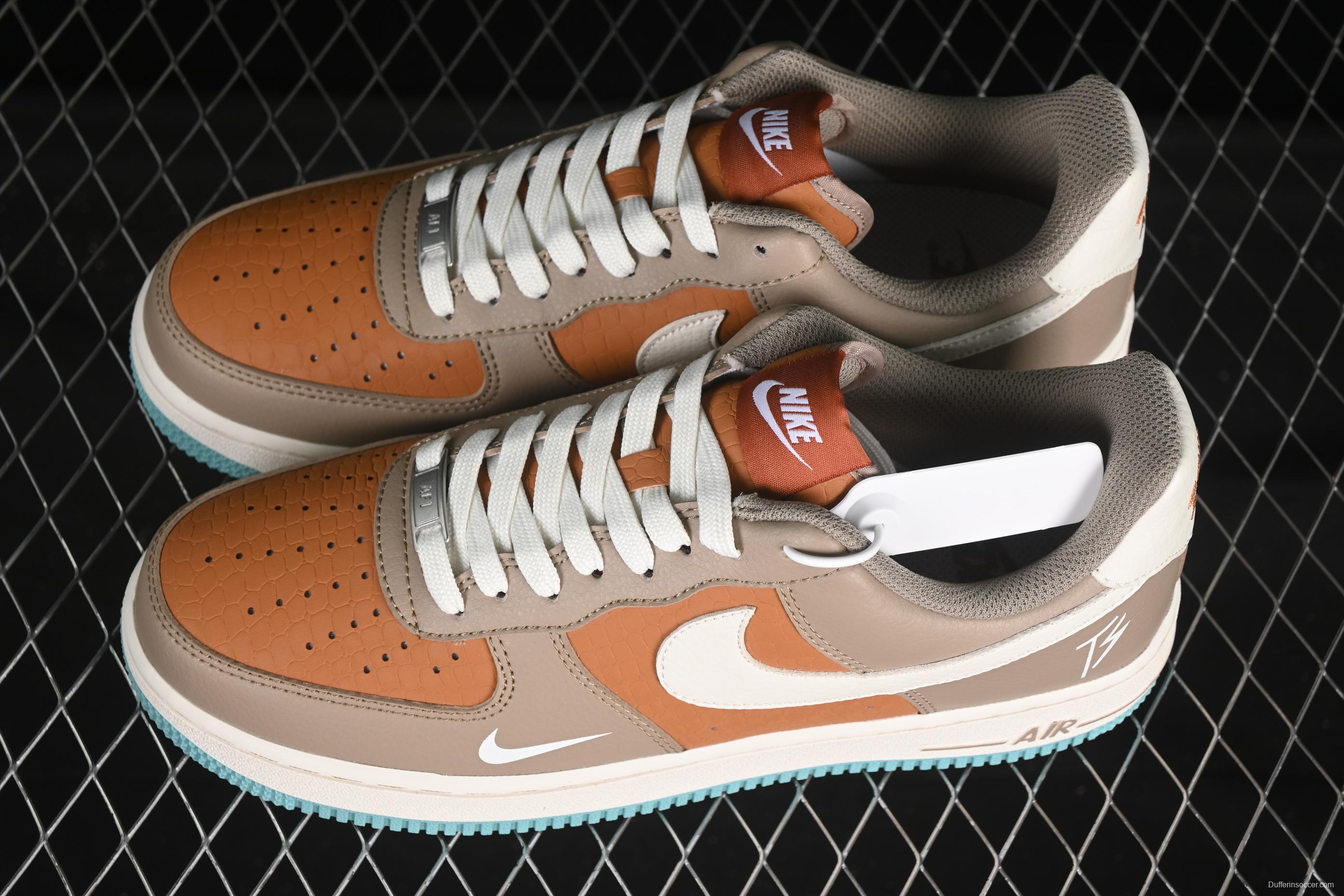 Nike Air Force 1 '07 Low TS Collaboration Grey Brown with Mini Swoosh Casual Sneakers - LW9279-006