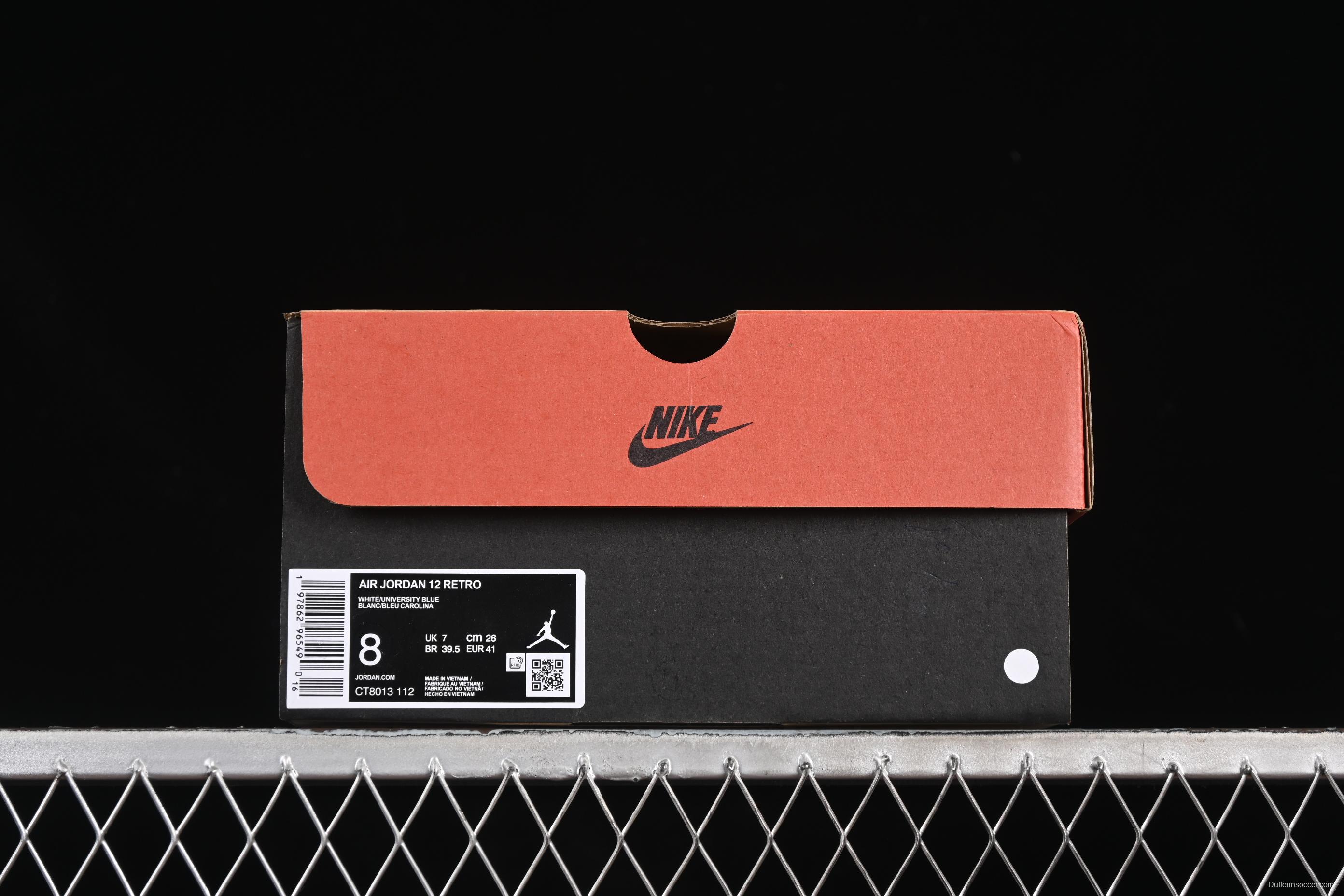 Nike Air Jordan 12 Retro Basketball Shoes in White University Blue - CT8013-112