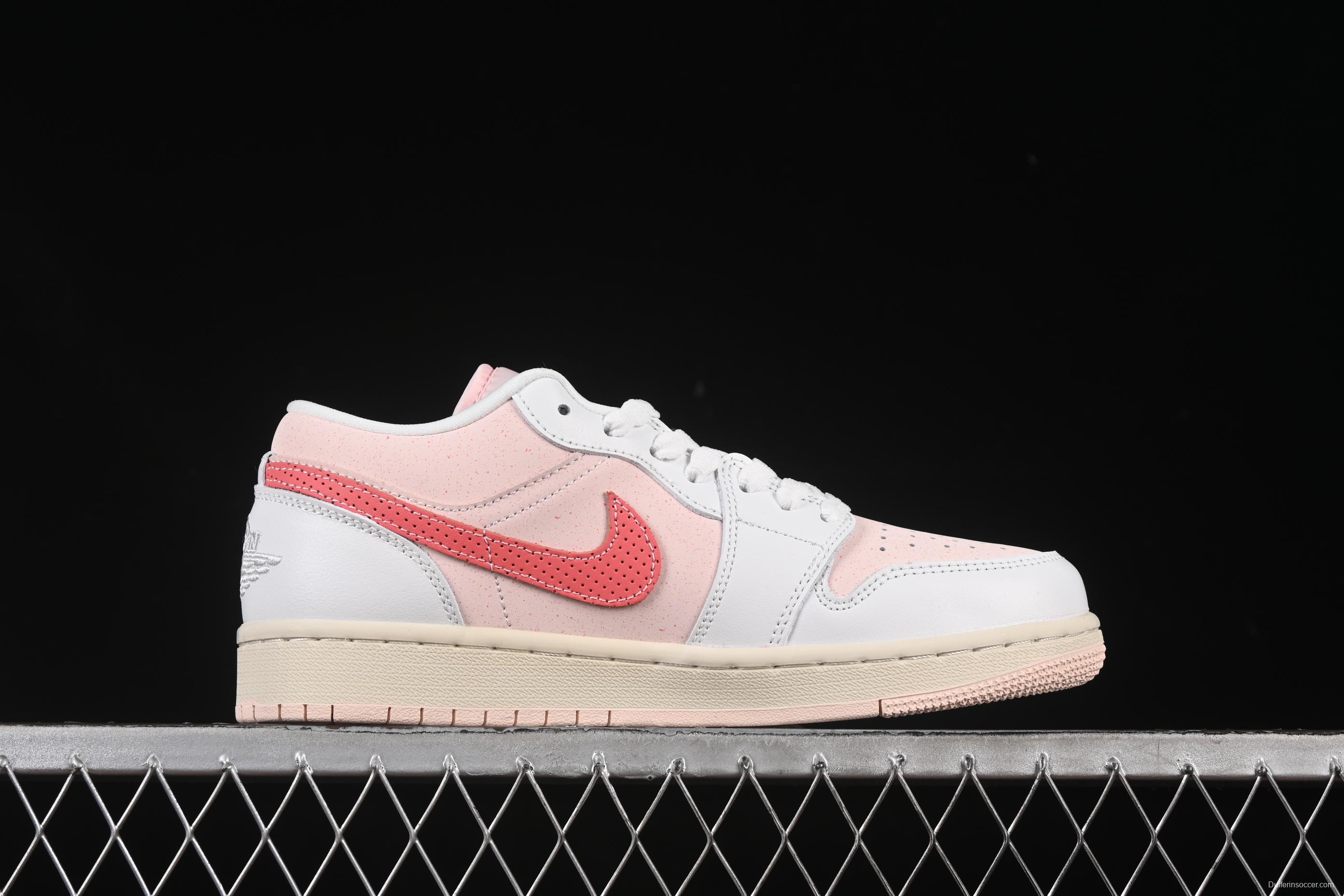 Nike Air Jordan 1 Low AJ1 White Pink Low-Top Casual Lifestyle Sneakers - IB8156-133