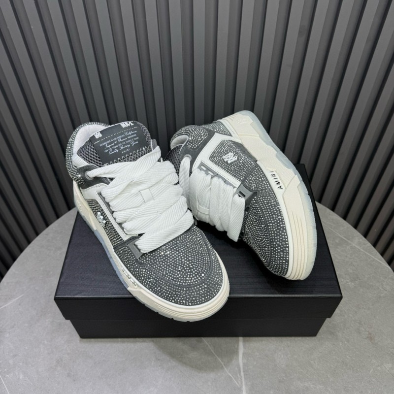 2024 Unisex Amiri Black White Leather Suede Sneaker MJ00410