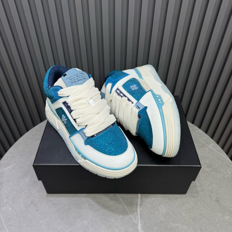 2024 Unisex Amiri Blue White Leather Mesh Sneakers MJ00410