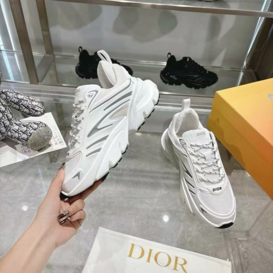2024 Unisex Dior White Mesh Leather Sneakers MJ00360
