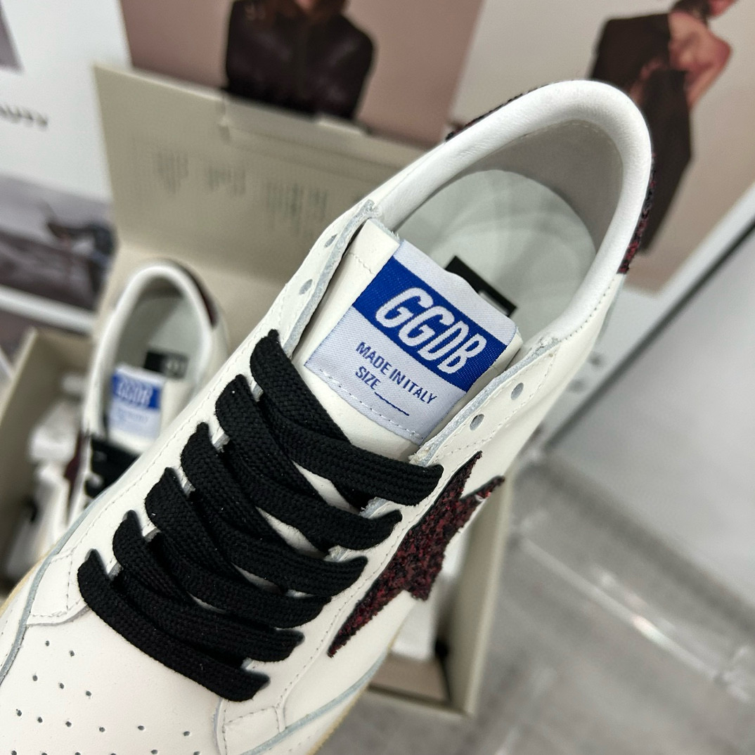 2024 Unisex GGDB White Burgundy Leather Sneakers MJ00260