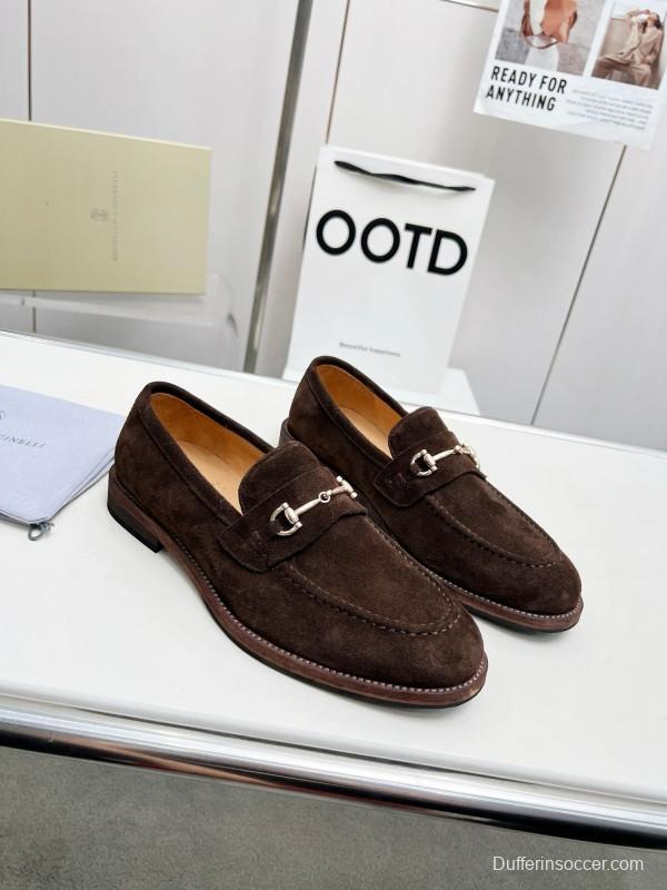 2024 Men Brunello Cucinelli Brown Suede Leather Loafers