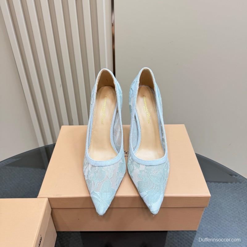 2025 Women Gianvito Rossi Light Blue Lace High Heel KFY00280