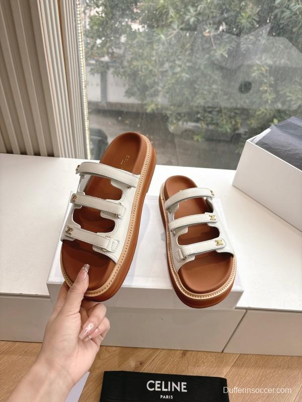 2025 CELINE White Leather Sandals