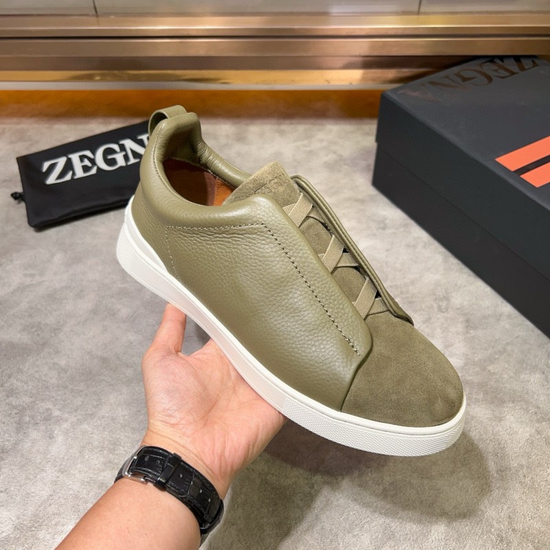 2024 Men Ermenegildo Zegna Green Suede Calfskin Sneakers MJ00280