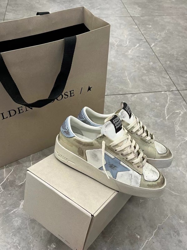 2024 Unisex GGDB White Beige Light Blue Leather Suede Sneakers MJ00260