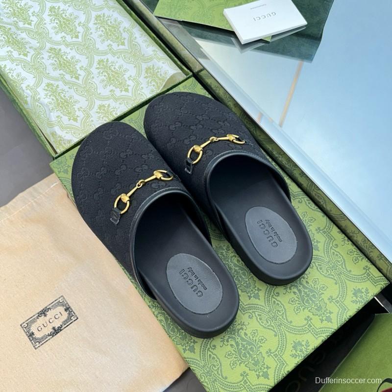 2024 Slippers Gucci Black Leather Slippers MJ00280