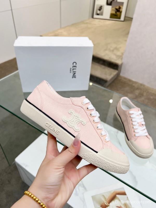 2025 Women Celine Pink Canvas Sneakers LY00210
