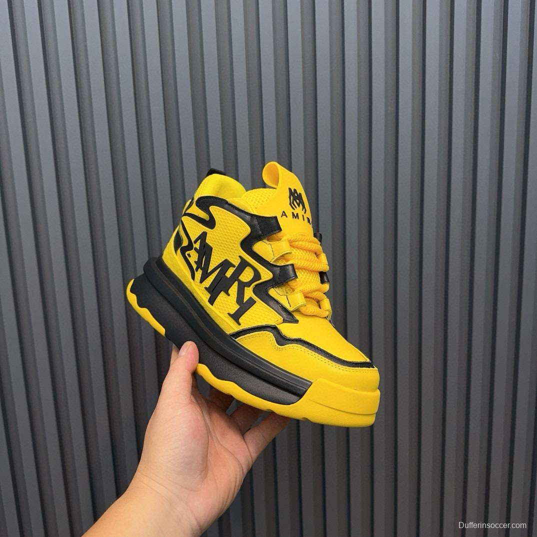 2024 Unisex Amiri Yellow Black Leather Sneakers MJ00410