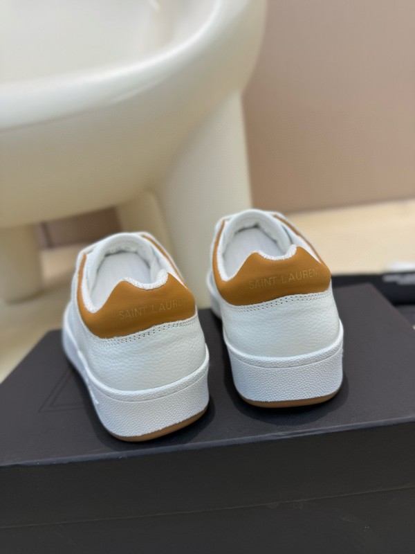 2024 Unisex Yves Saint Laurent White Grey Brown Leather Suede Sneakers