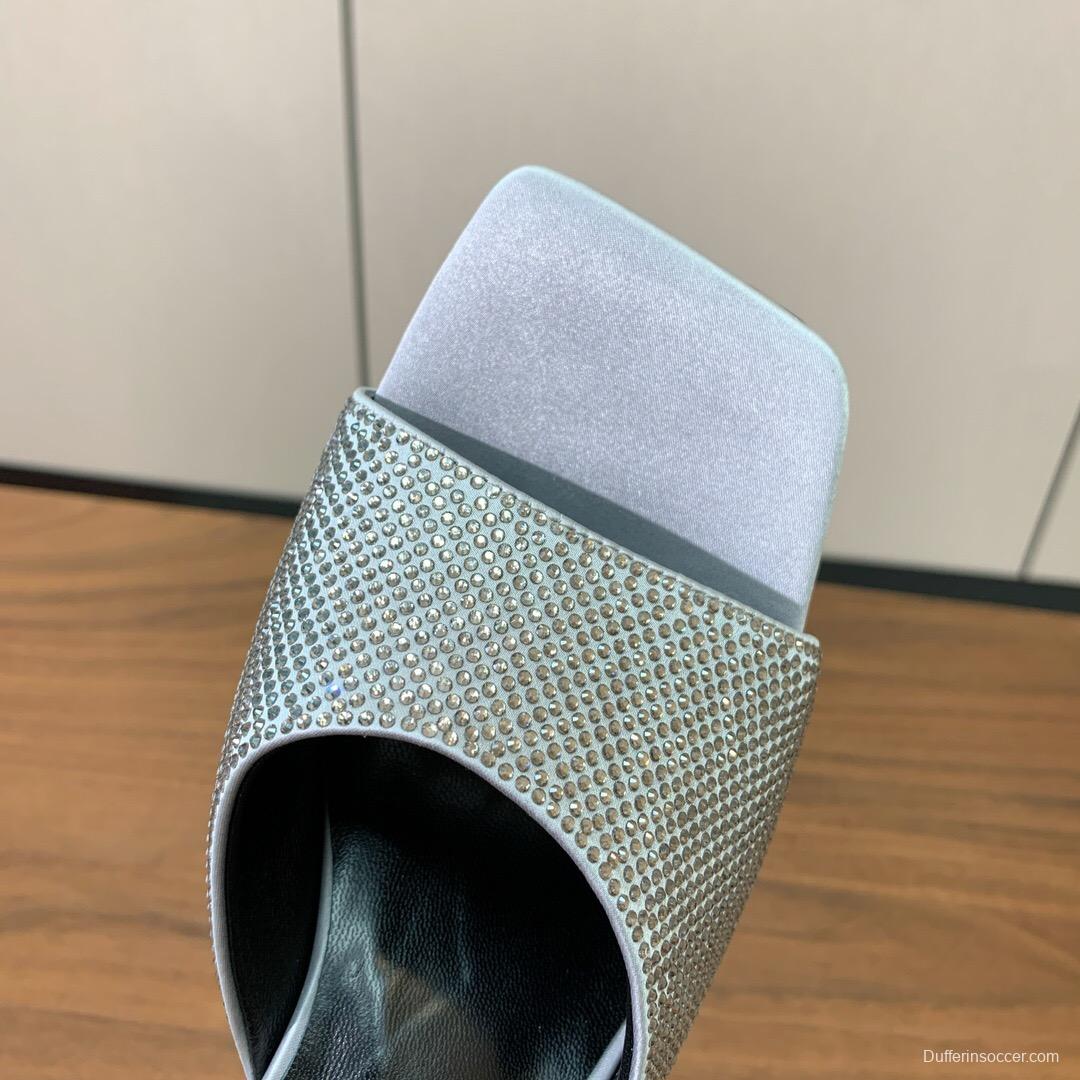 2025 Women VERSACE Silver Leather Slippers