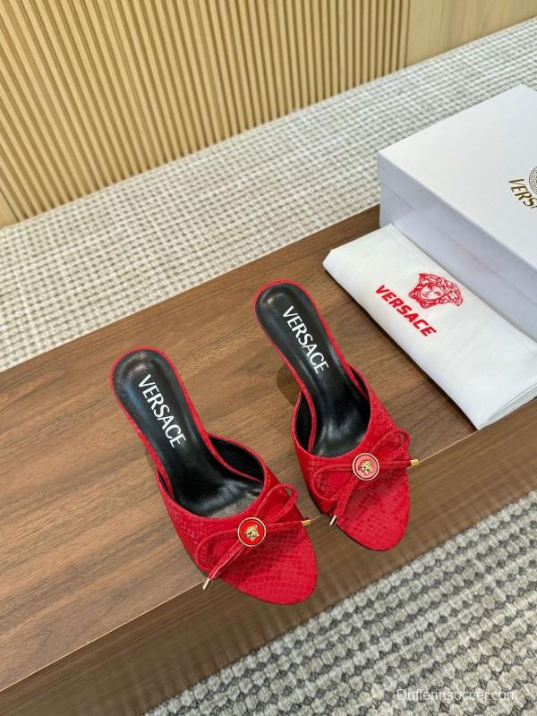 2025 Women VERSACE Red Leather Heels LY00250