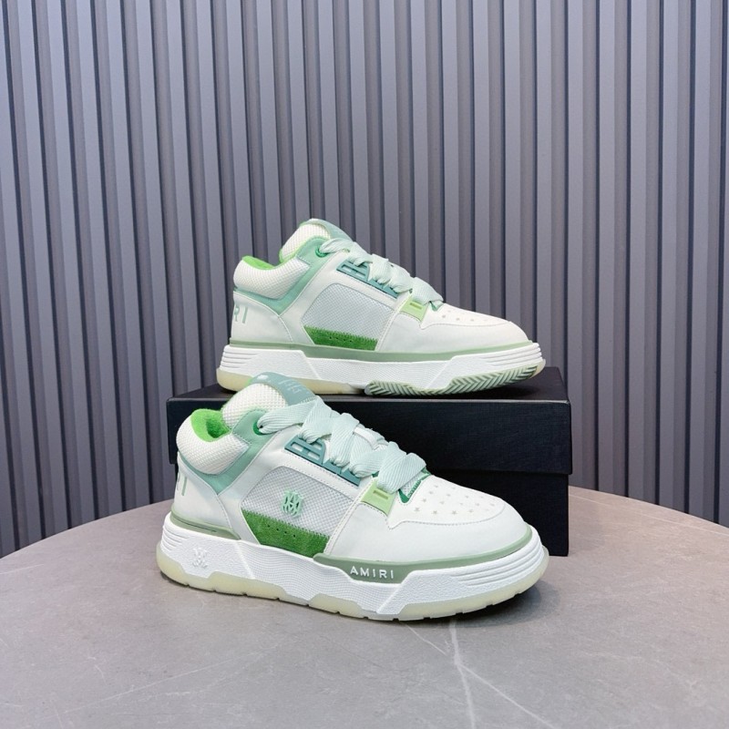 2024 Unisex Amiri White Green Leather Mesh Sneakers MJ00360