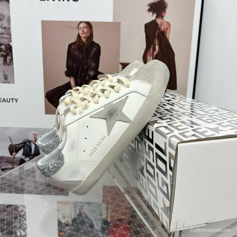 2024 Women GGDB White Grey Leather Suede Sneakers