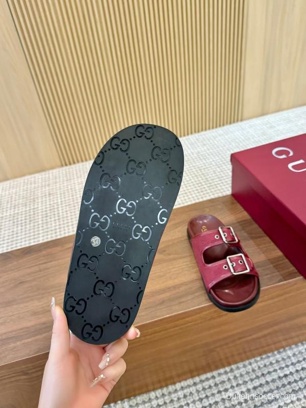 2025 Women Gucci Red Leather Sandals LY00240