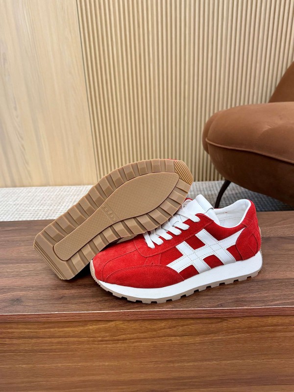 2025 Unisex HOGAN Red White Suede Sneakers