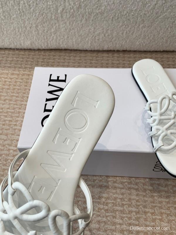 2025 Loewe White Leather Slippers