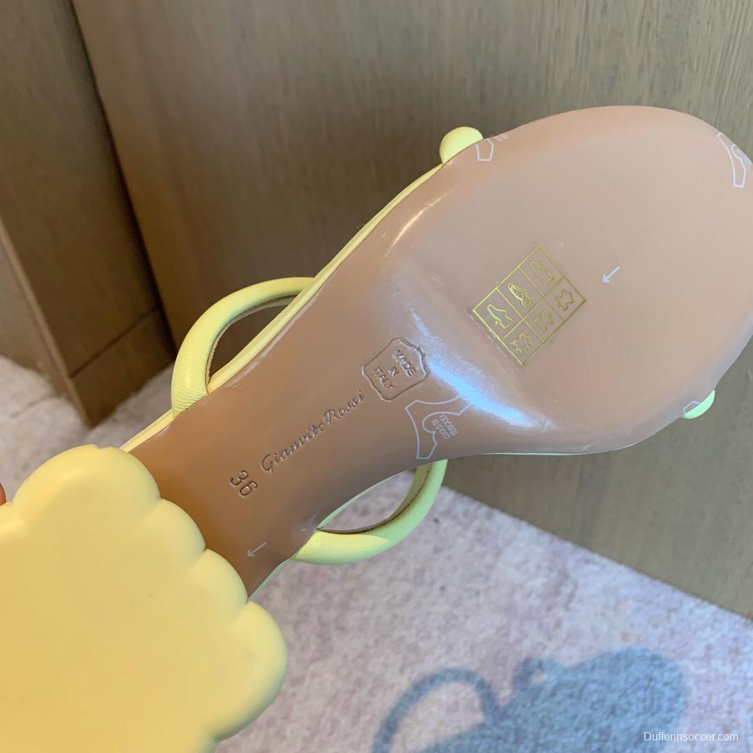 2025 Women Gianvito Rossi Yellow Leather Sandals