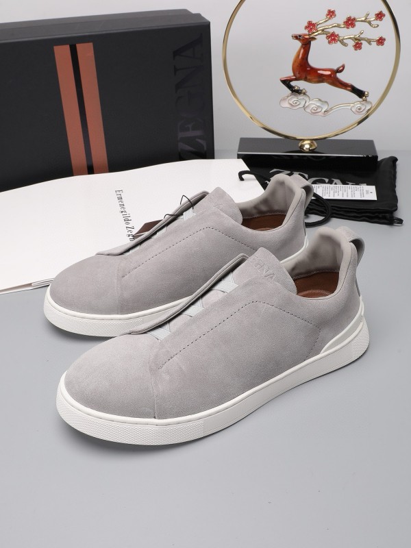 2024 Men Ermenegildo Zegna Grey Suede Sneakers MJ00240